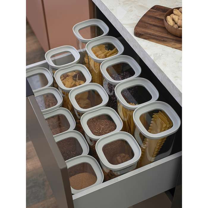 Банка для хранения стеклянная с крышкой, 2 л, светло-серая Smart Solutions SS0000235