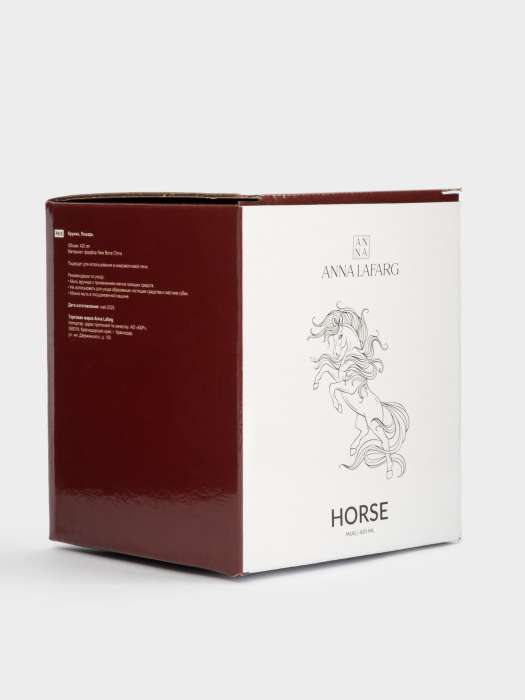 Кружка, 420 мл, фарфор N, бело-бордовая, Лошадь, Horse ANNA LAFARG ANLAF-FNG2301-1