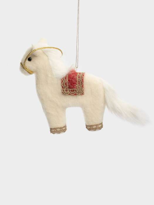 Игрушка елочная, 17 см, пенопласт/полиэстер, молочно-красная, Лошадка, New year ANNA LAFARG ANLAF-1101