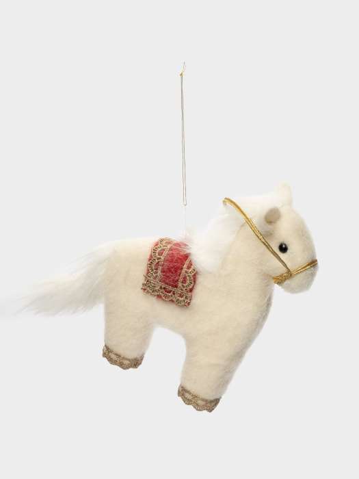 Игрушка елочная, 17 см, пенопласт/полиэстер, молочно-красная, Лошадка, New year ANNA LAFARG ANLAF-1101
