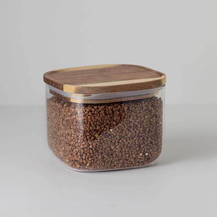 Банка для хранения квадратная glass acacia,1 л Smart Solutions SS0000345