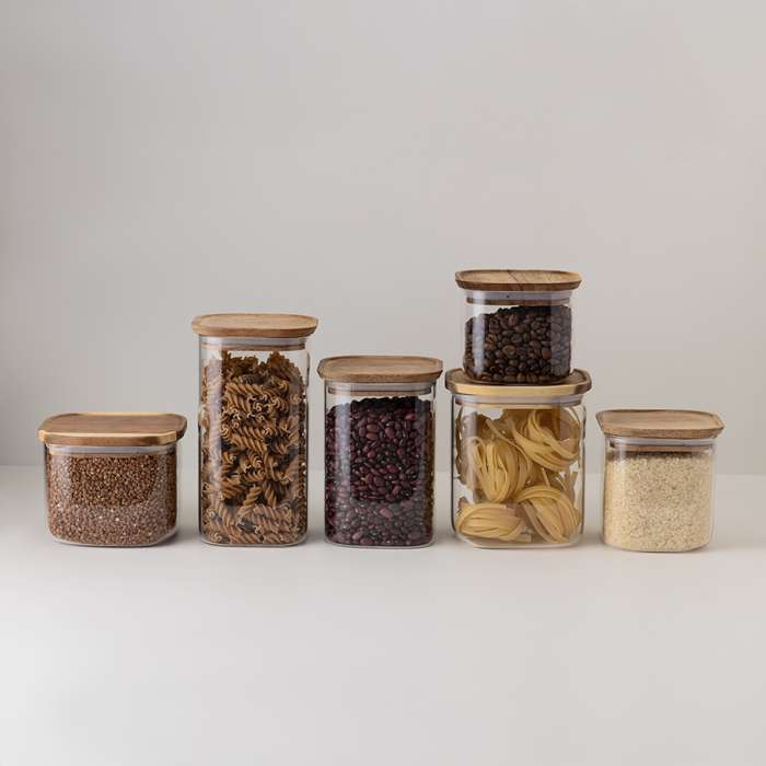 Банка для хранения квадратная glass acacia,1 л Smart Solutions SS0000345