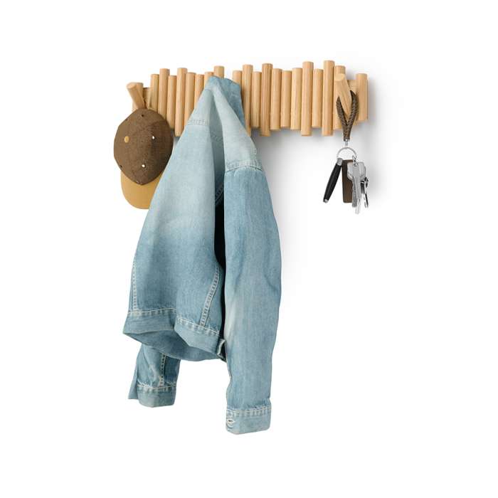 Вешалка настенная picket, 61 см, 8 крючков, натуральное дерево UMBRA 1023554-390