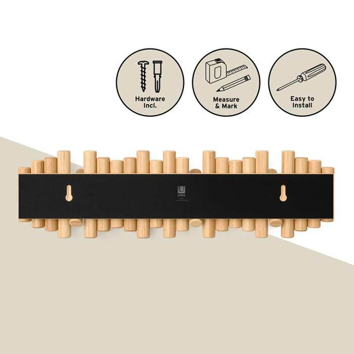 Вешалка настенная picket, 61 см, 8 крючков, натуральное дерево UMBRA 1023554-390