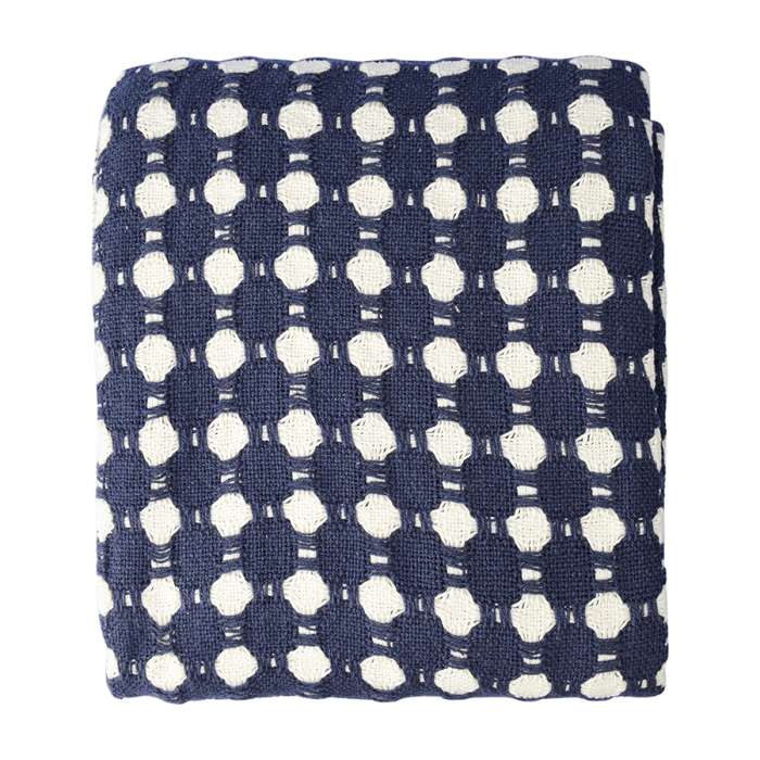 Покрывало из хлопка polka dots темно-синего цвета из коллекции essential, 230х250 см Tkano TK23-BS0011