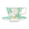 Чашка чайная с блюдцем Decor de table Винтаж Магнолия 240 мл, фарфор костяной, мятная, п/к