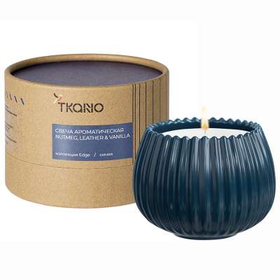 Свеча ароматическая nutmeg, leather &amp; vanilla из коллекции edge, синий, 30 ч Tkano TK23-ARO0006