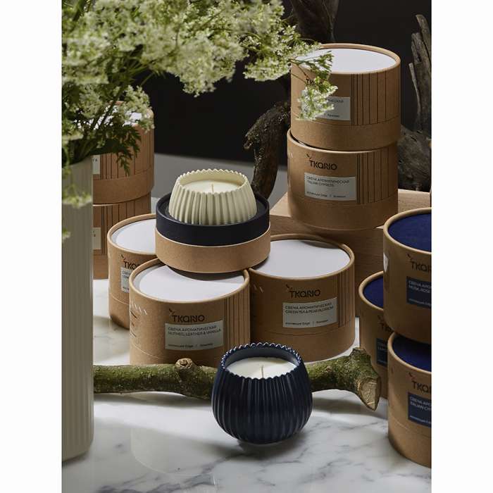 Свеча ароматическая nutmeg, leather & vanilla из коллекции edge, синий, 30 ч Tkano TK23-ARO0006