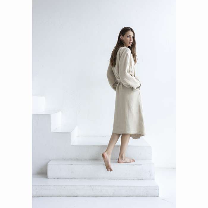 Халат из многослойного муслина бежевого цвета из коллекции essential, размер m Tkano TK23-BR0002