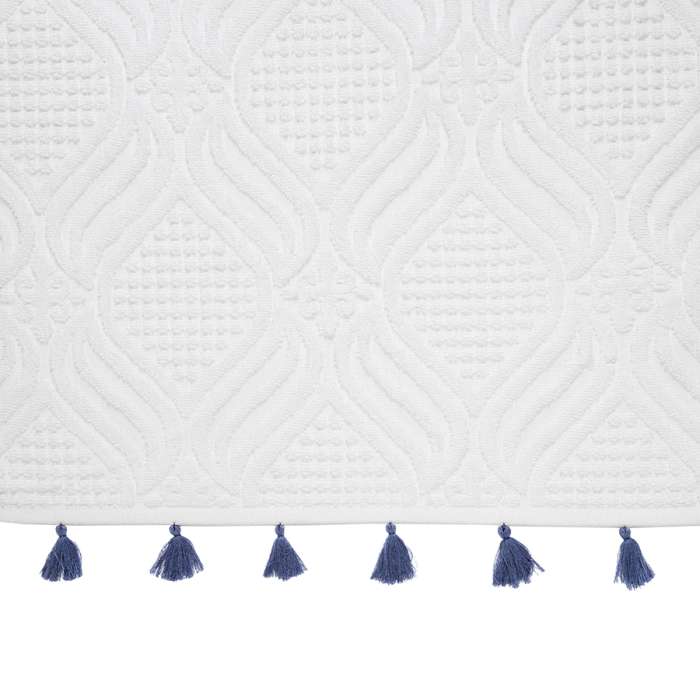 Полотенце для рук белое, с кисточками темно-синего цвета из коллекции essential, 50х90 см Tkano TK23-HT0002