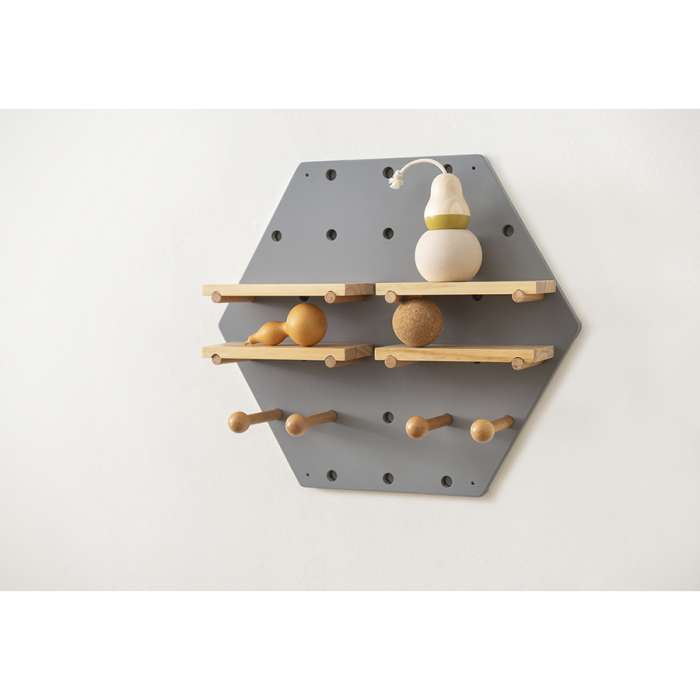 Полка настенная шестиугольная Shely, 43х50 см, светло-серая BERG TL-BB-SFHG-GR-50