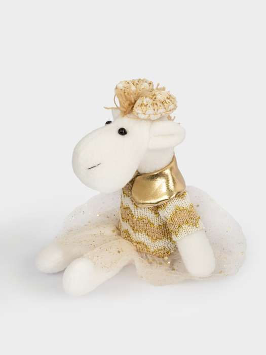 Игрушка, 23 см, мягкая, полиэстер, бело-золотистая, Лошадь в платье, New year ANNA LAFARG ANLAF-242015A