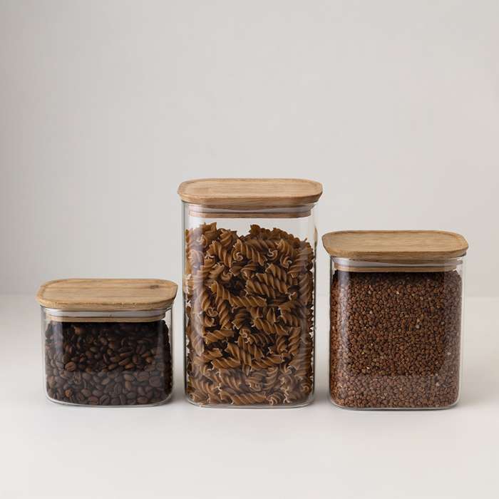 Банка для хранения прямоугольная glass acacia, 1,3 л Smart Solutions SS0000343