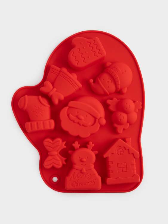 Форма для выпечки кексов, 25х20 см, 9 отд, силикон, красная, Варежка, Muffin ANNA LAFARG ANLAF-HS25