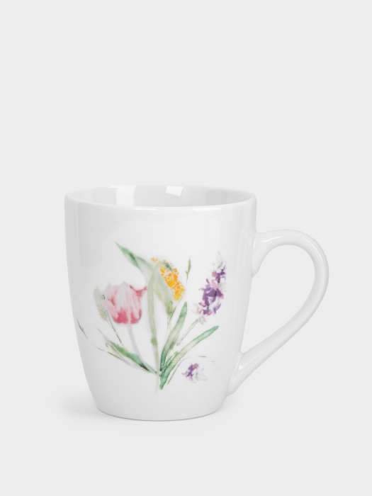 Кружка, 350 мл, 2 шт, фарфор P, белый, Акварельные цветы, Bouquet ANNA LAFARG ANLAF-MEIBO-200525-3