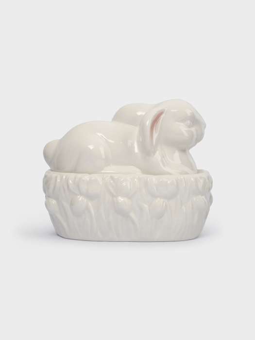Емкость для хранения, 18х15 см, 740 мл, керамика, молочно-золотистая, Кролик в цветах, White Rabbit ANNA LAFARG ANLAF-DJIA-010825-2
