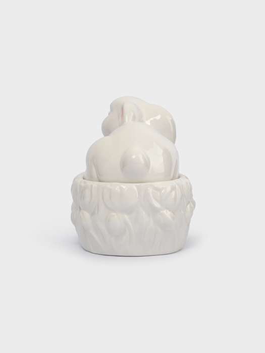 Емкость для хранения, 18х15 см, 740 мл, керамика, молочно-золотистая, Кролик в цветах, White Rabbit ANNA LAFARG ANLAF-DJIA-010825-2