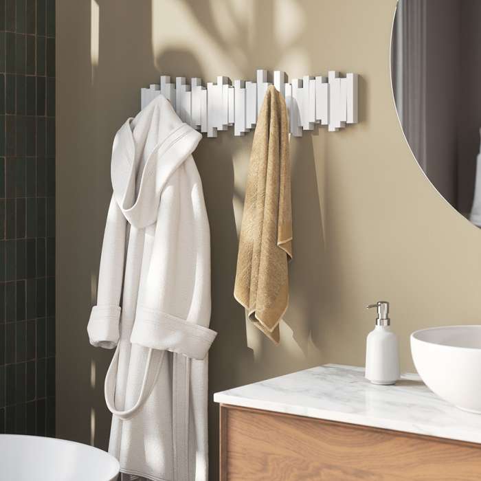 Вешалка настенная sticks, 72 см, 8 крючков, белая UMBRA 1023536-660