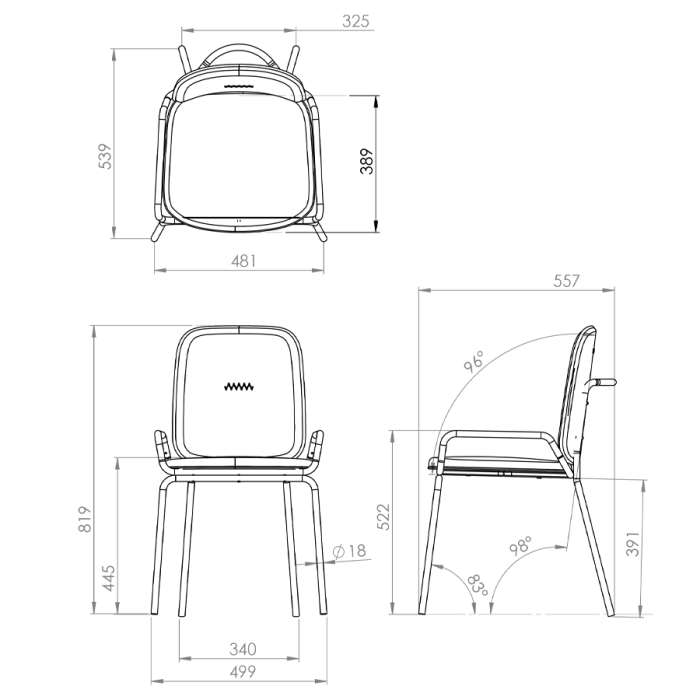 Стул ror, double frame, велюр, черный/серый LATITUDE RORCH2FRBKVLRGR