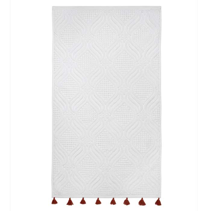 Полотенце для рук белое, с кисточками цвета красной глины из коллекции essential, 50х90 см Tkano TK23-HT0003