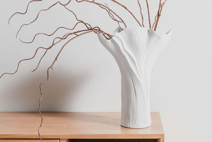 Ваза для цветов, 34 см, декоративная, фарфор P, белая, матовая, Факел, Diana HOME & STYLE HS4-G091-90G6