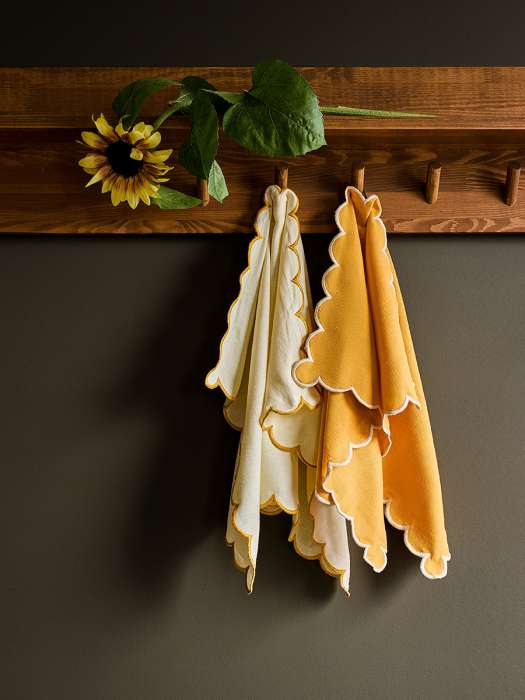 Набор кухонных полотенец с контрастным кантом горчичного цвета из коллекции trendy ruffles, 50х70 см Tkano TK25-TT0001
