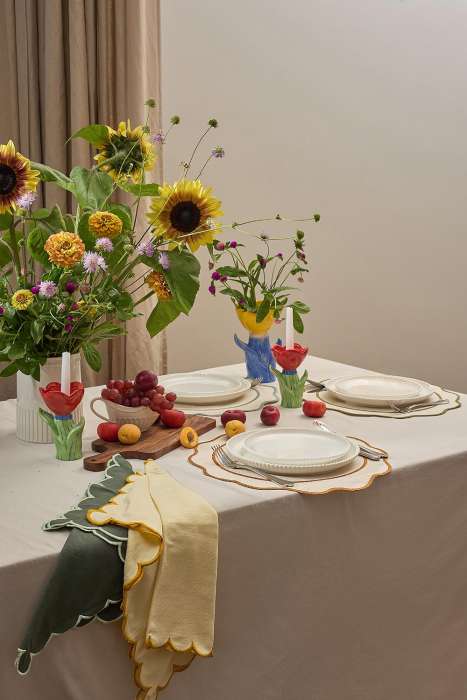 Набор кухонных полотенец с контрастным кантом горчичного цвета из коллекции trendy ruffles, 50х70 см Tkano TK25-TT0001