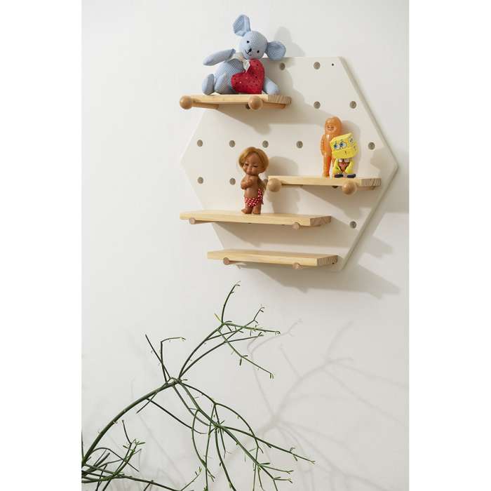 Полка настенная шестиугольная Shely, 43х50 см, светлое дерево BERG TL-BB-SFHG-NT-50