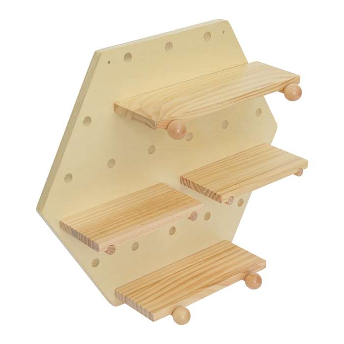 Полка настенная шестиугольная Shely, 43х50 см, светлое дерево BERG TL-BB-SFHG-NT-50