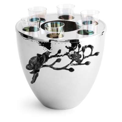 Ведерко для льда с рюмками Michael Aram Черная орхидея 20,5 см, стекло