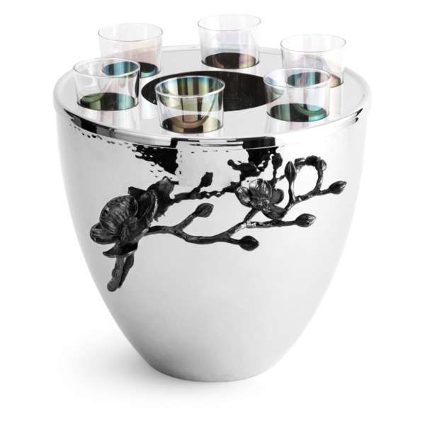 Ведерко для льда с рюмками Michael Aram Черная орхидея 20,5 см, стекло