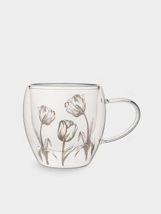 Кружка, 250 мл, стекло Б, Тюльпаны, Wind-deco ANNA LAFARG ANLAF-QL25-8