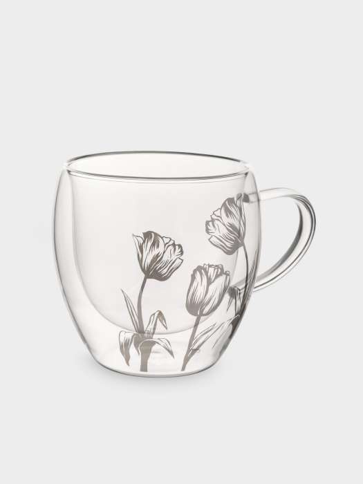 Кружка, 250 мл, стекло Б, Тюльпаны, Wind-deco ANNA LAFARG ANLAF-QL25-8