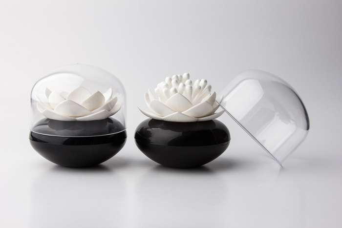 Контейнер для ватных палочек lotus, черный/белый QUALY QL10157-BK-WH