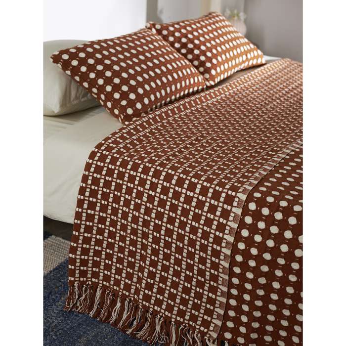 Покрывало из хлопка polka dots карамельного цвета из коллекции essential, 180х250 см Tkano TK23-BS0010