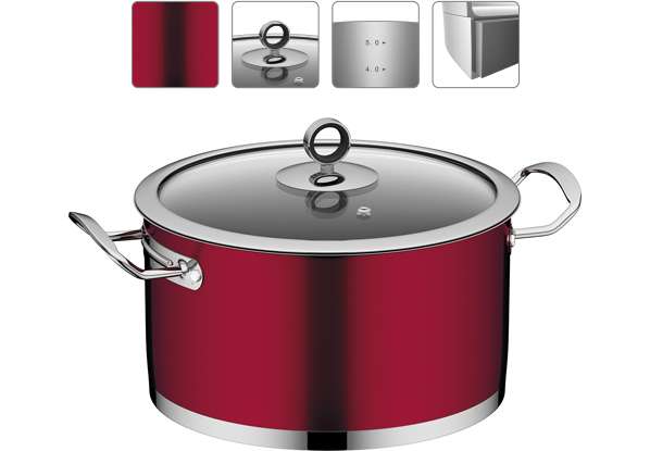 Кастрюля со стеклянной крышкой (5,8 л) CERVENA 726511