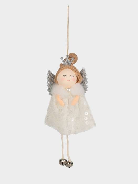 Игрушка елочная, 16 см, пенопласт/полиэстер, серебристая, Ангел, New year ANNA LAFARG ANLAF-24C50B5