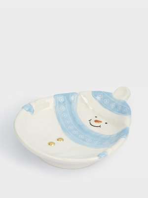 Блюдо, 18x22x4 см, керамика, бело-голубое, Снеговик в шапке и шарфе, Snowman ANNA LAFARG ANLAF-JIA-220125-5