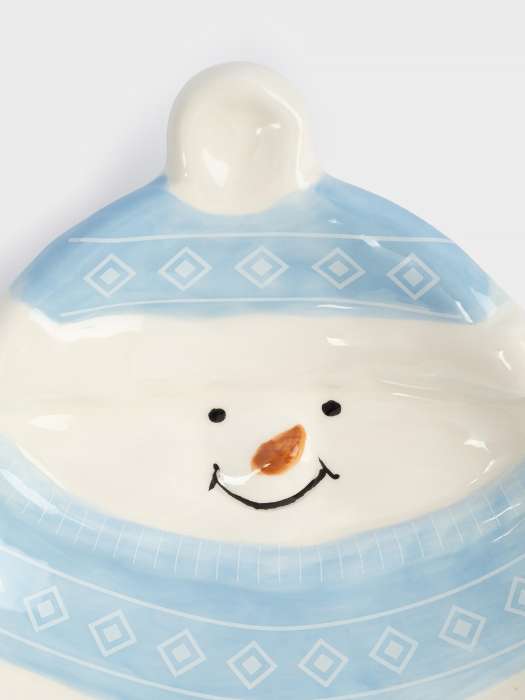 Блюдо, 18x22x4 см, керамика, бело-голубое, Снеговик в шапке и шарфе, Snowman ANNA LAFARG ANLAF-JIA-220125-5