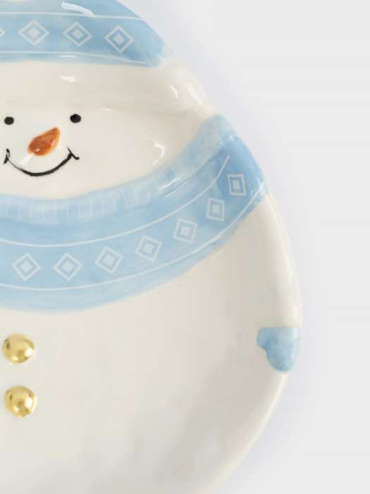 Блюдо, 18x22x4 см, керамика, бело-голубое, Снеговик в шапке и шарфе, Snowman ANNA LAFARG ANLAF-JIA-220125-5