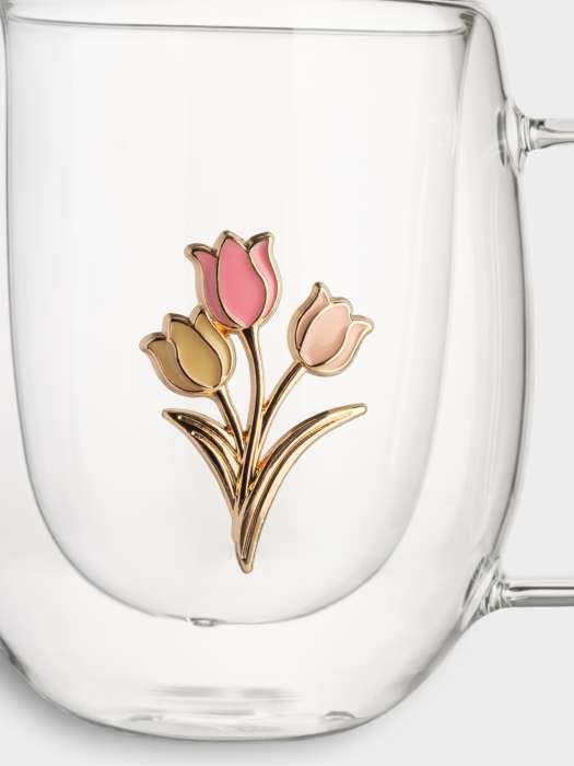 Кружка, 330 мл, стекло Б/металл, Тюльпаны, Wind-deco ANNA LAFARG ANLAF-QL25-7