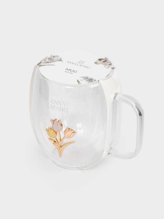 Кружка, 330 мл, стекло Б/металл, Тюльпаны, Wind-deco ANNA LAFARG ANLAF-QL25-7