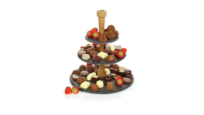 Блюдо для сыра трехъярусное 30см (сланец, дуб) BOSKA BSK359007