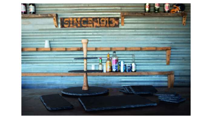 Блюдо для сыра трехъярусное 30см (сланец, дуб) BOSKA BSK359007