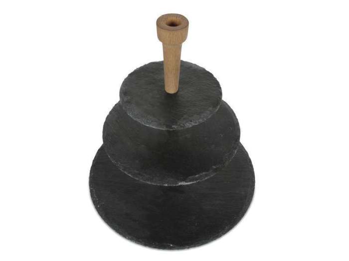 Блюдо для сыра трехъярусное 30см (сланец, дуб) BOSKA BSK359007