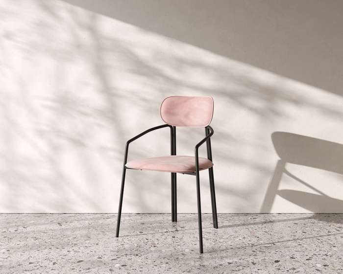 Стул ror, round, велюр, черный/розовый LATITUDE RORCHRBKVLRPK