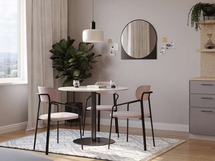 Стул ror, round, велюр, черный/розовый LATITUDE RORCHRBKVLRPK