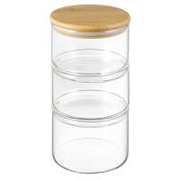 Набор из 3 банок для хранения eco store с крышками из бамбука Smart Solutions SFE-SS-SJ-GLS-BM-Set3