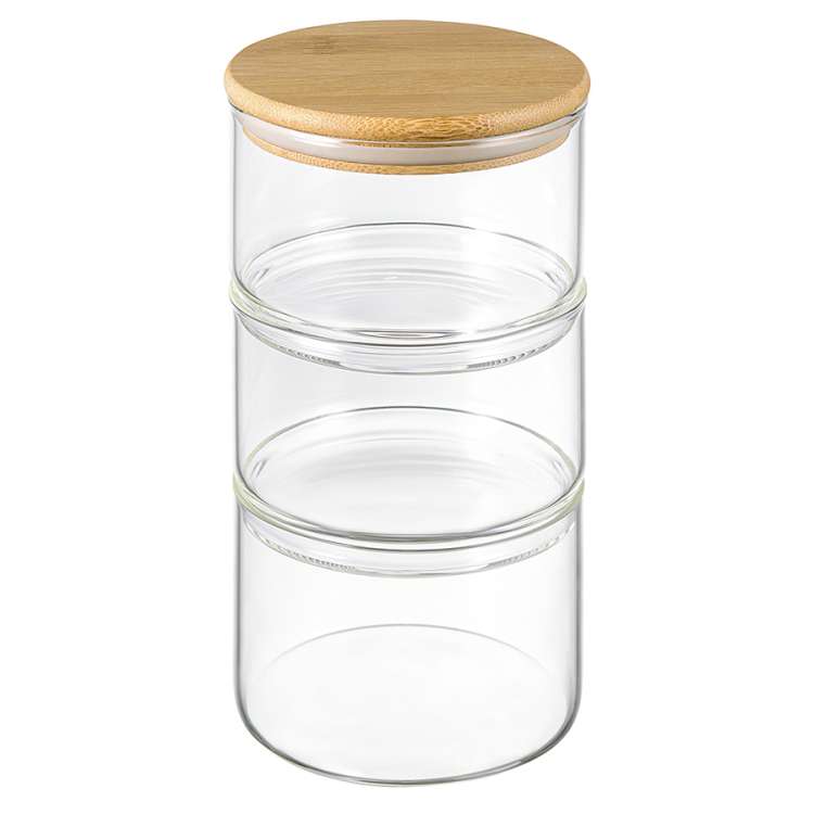 Набор из 3 банок для хранения eco store с крышками из бамбука Smart Solutions SFE-SS-SJ-GLS-BM-Set3