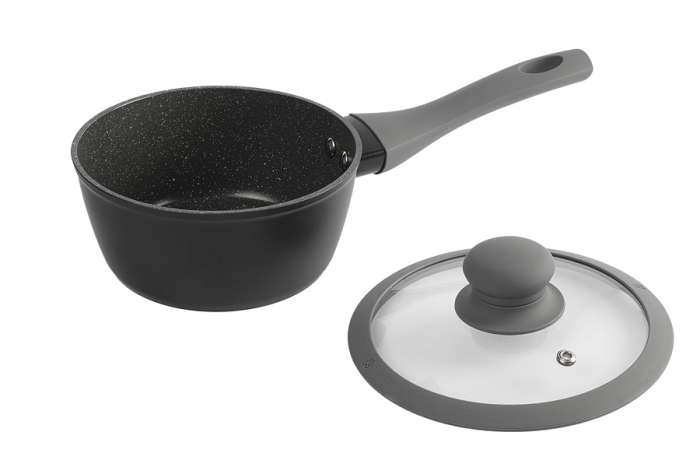 Ковш, 16 см, 1,3 л, с крышкой, с покрытием, алюминий, серо-черный, Robust ANNA LAFARG ANLAF-CNA1025-4